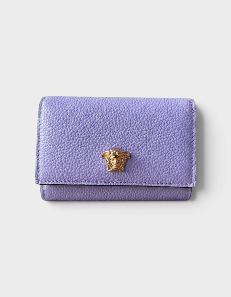 Medusa Head Business Card Holder Leather Purple