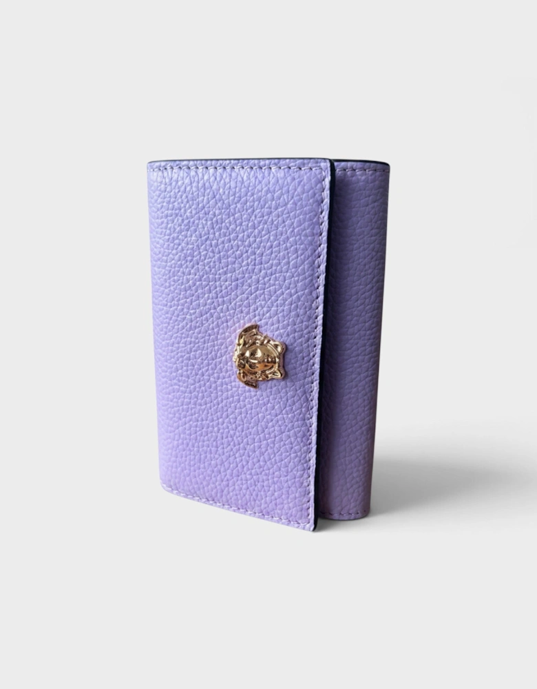 Medusa Head Business Card Holder Leather Purple