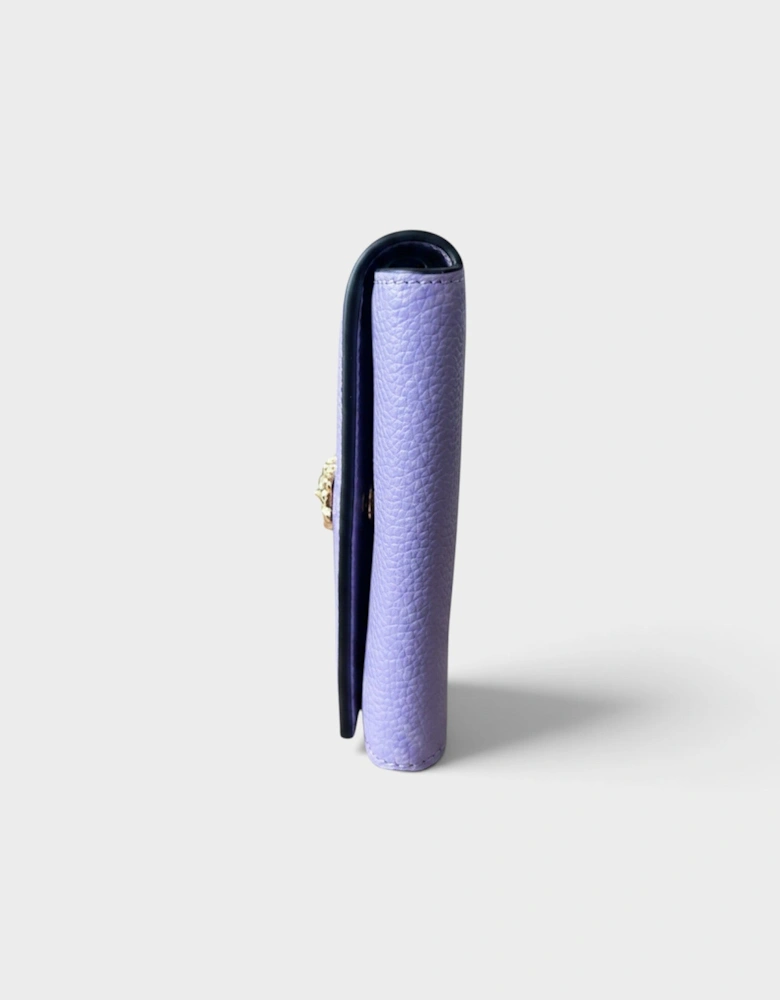 Medusa Head Business Card Holder Leather Purple