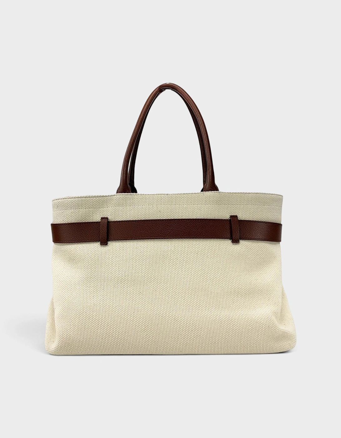 Medusa Head Large Canvas Belt Tote Bag Beige