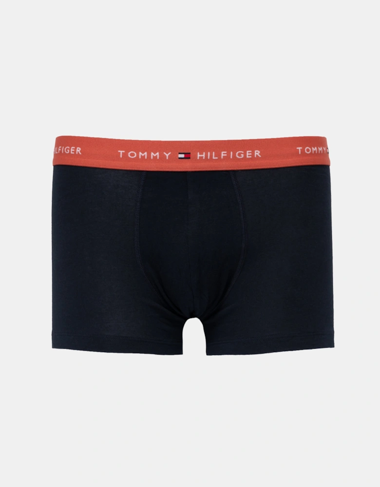 Tommy Hilfiger 3-Pack Logo Waistband Mens Trunks - Blue Spell/Terra Red/Minty Grey