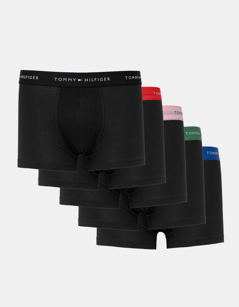 Tommy Hilfiger 5-Pack Logo Waistband Mens Trunks - Black/Red/Pink/Green/Blue