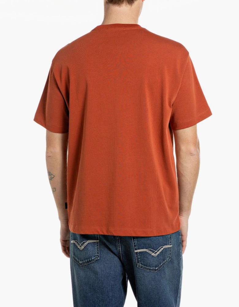 Replay R logo crew neck t-shirt RUST