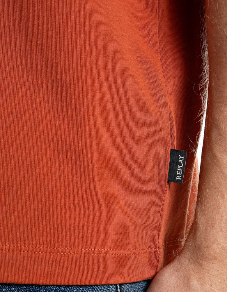 Replay R logo crew neck t-shirt RUST