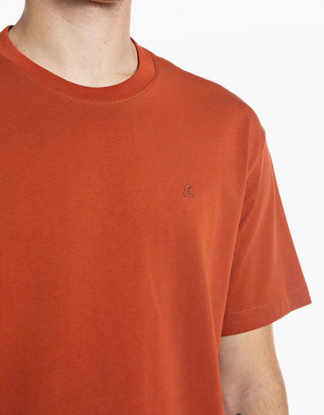 Replay R logo crew neck t-shirt RUST