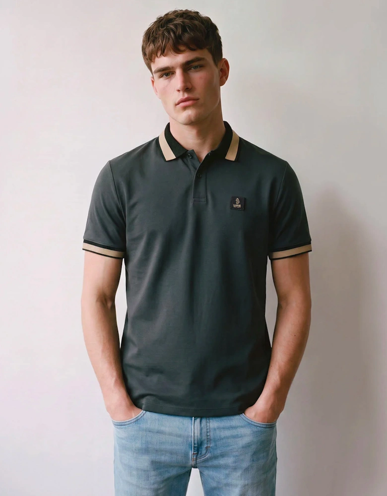 Luke 1977 Makati detailed polo shirt CHARCOAL