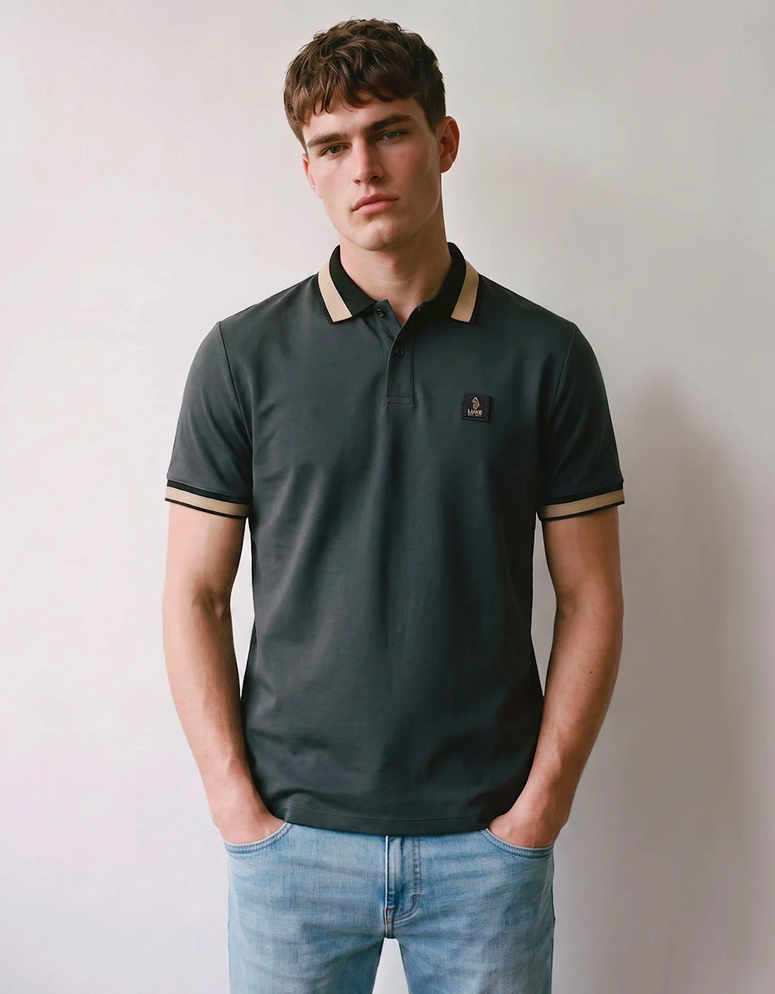 Luke 1977 Makati detailed polo shirt CHARCOAL