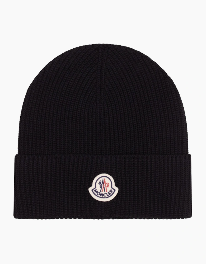 Moncler Logo Cotton Beanie Black 999