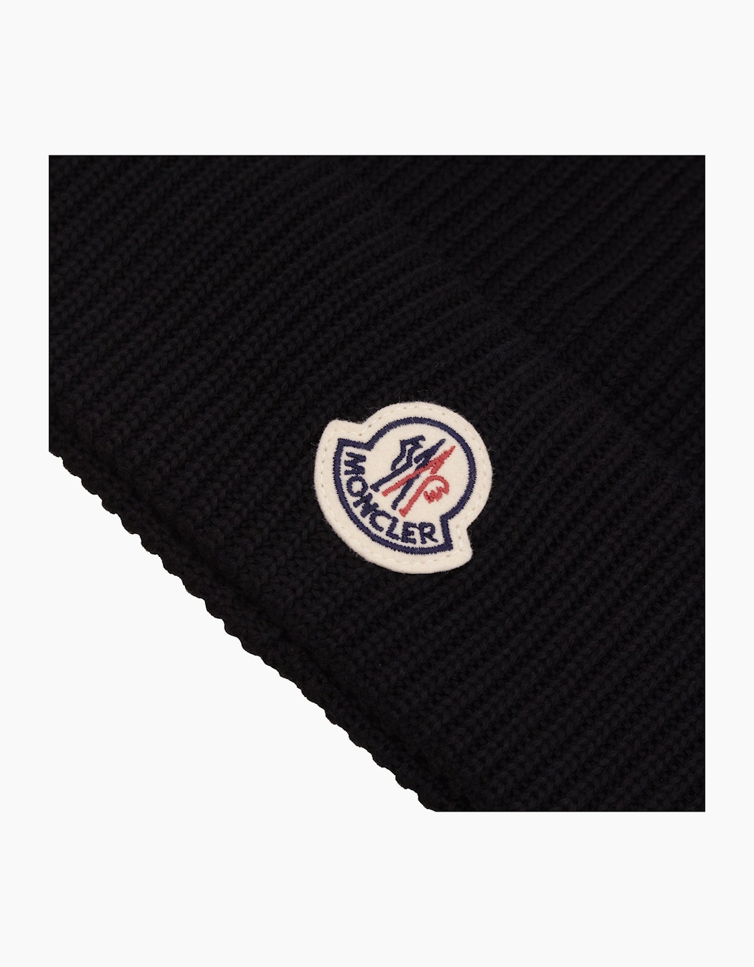 Moncler Logo Cotton Beanie Black 999