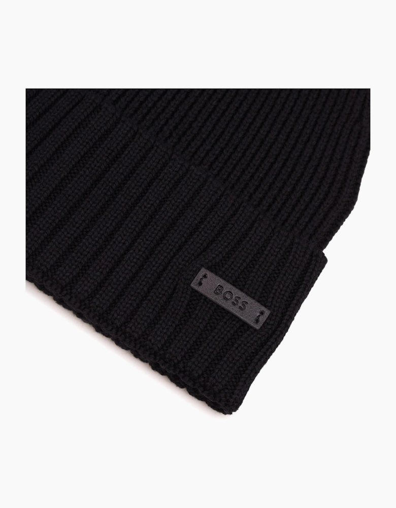 Hugo Boss Fati Rib Knit Wool Beanie Black 001