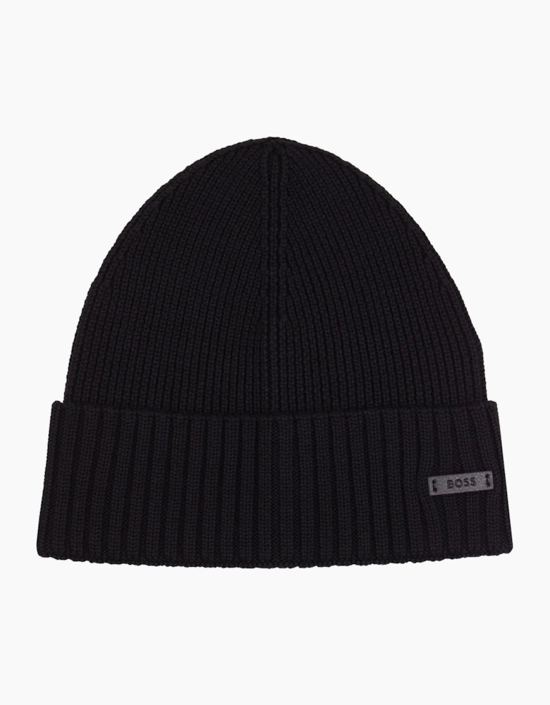Hugo Boss Fati Rib Knit Wool Beanie Black 001