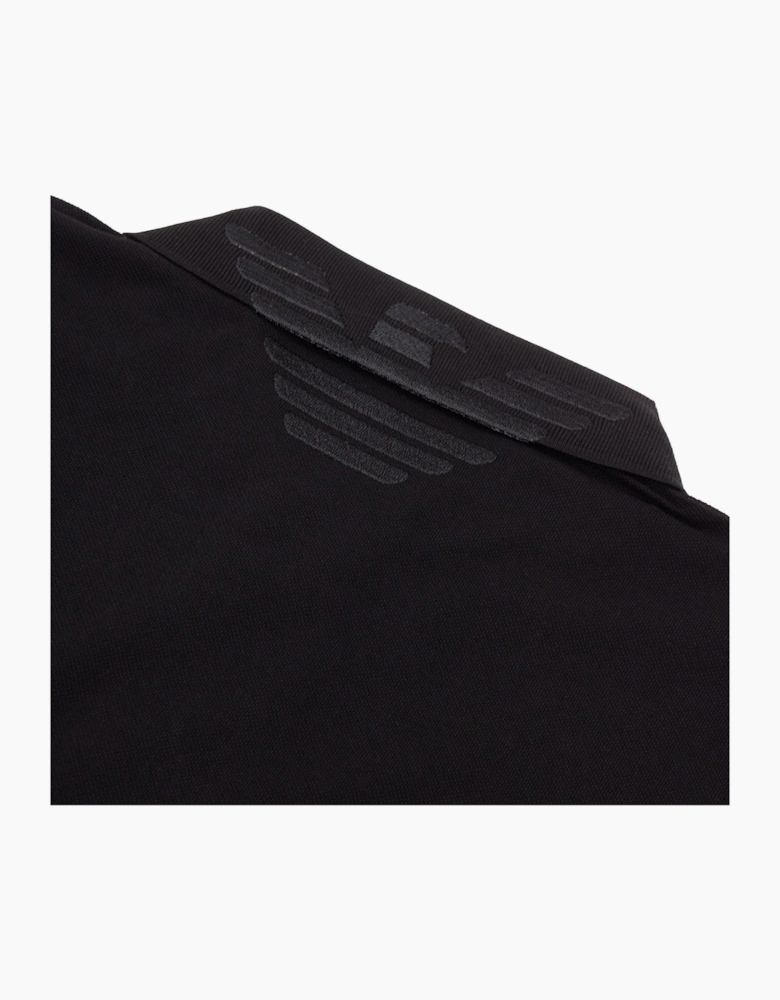 Emporio Armani Mercerised Piqué Polo Shirt with Logo Collar Nero