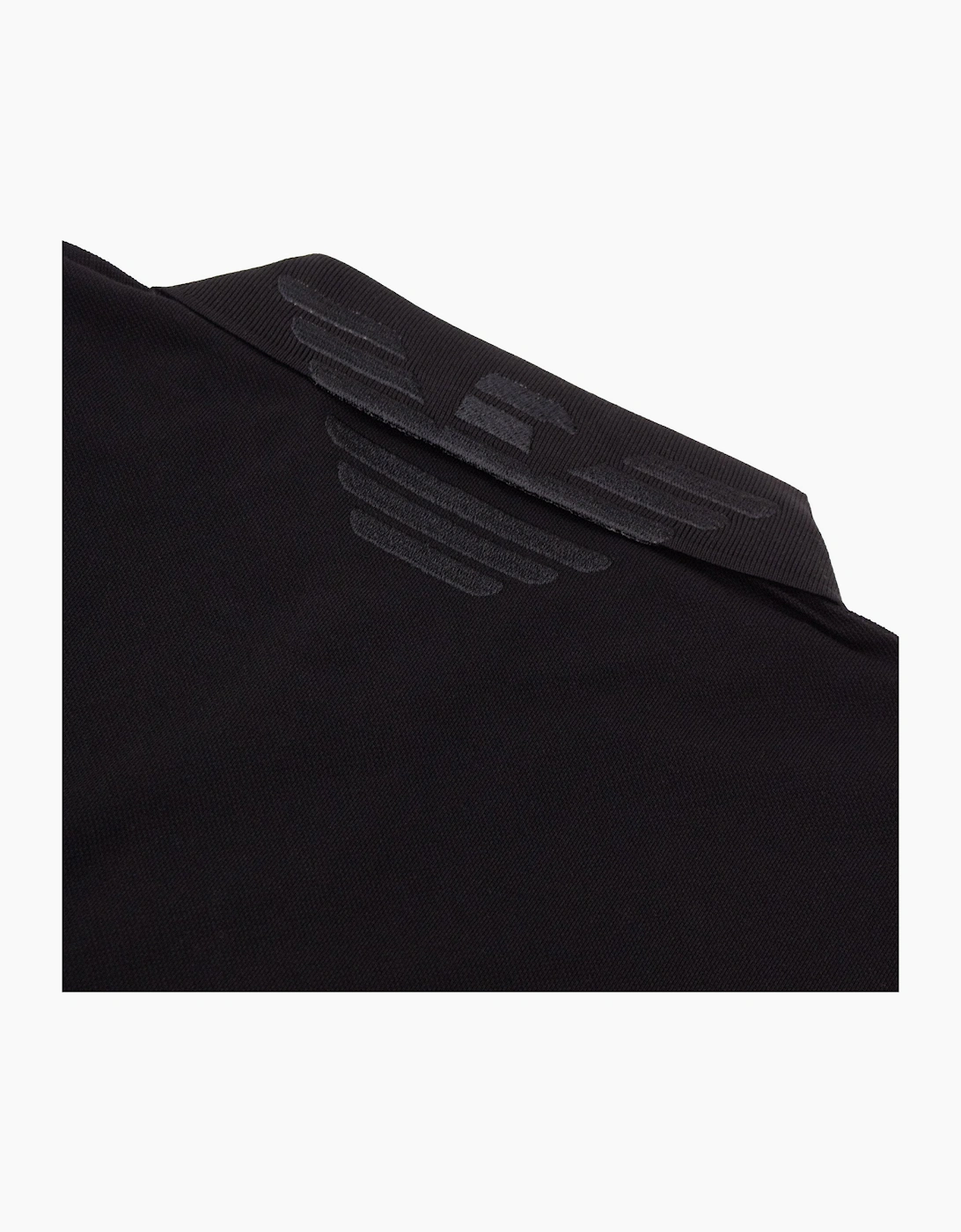 Emporio Armani Mercerised Piqué Polo Shirt with Logo Collar Nero