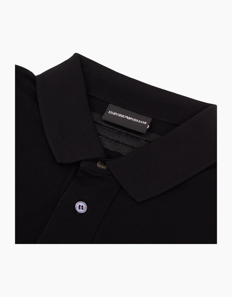 Emporio Armani Mercerised Piqué Polo Shirt with Logo Collar Nero