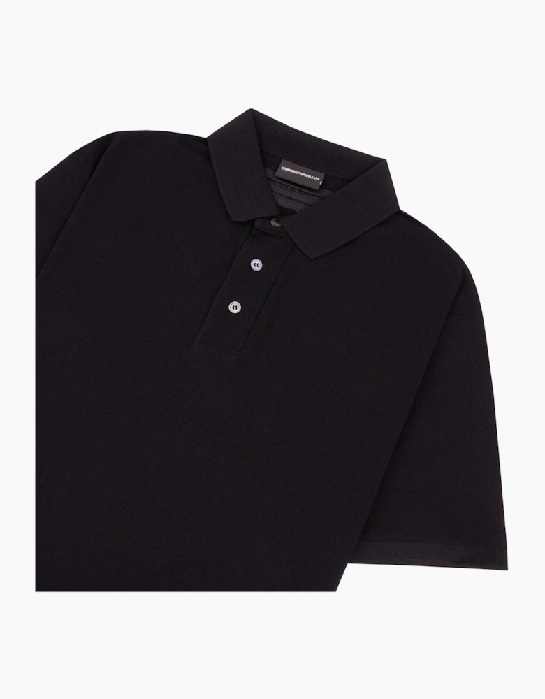 Emporio Armani Mercerised Piqué Polo Shirt with Logo Collar Nero