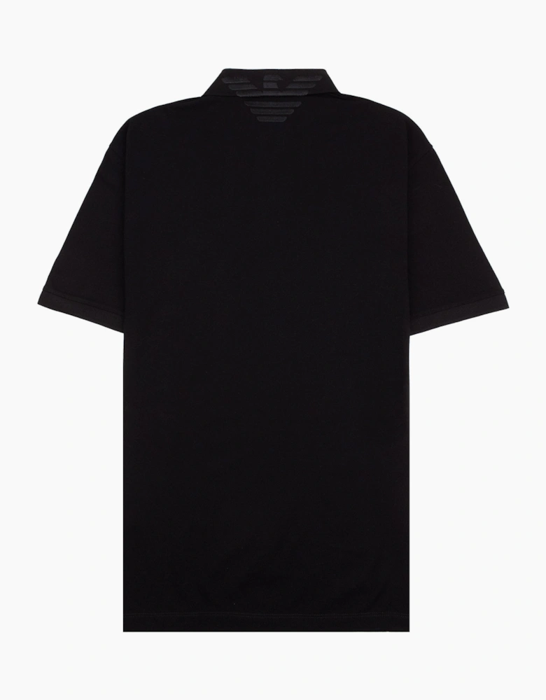 Emporio Armani Mercerised Piqué Polo Shirt with Logo Collar Nero
