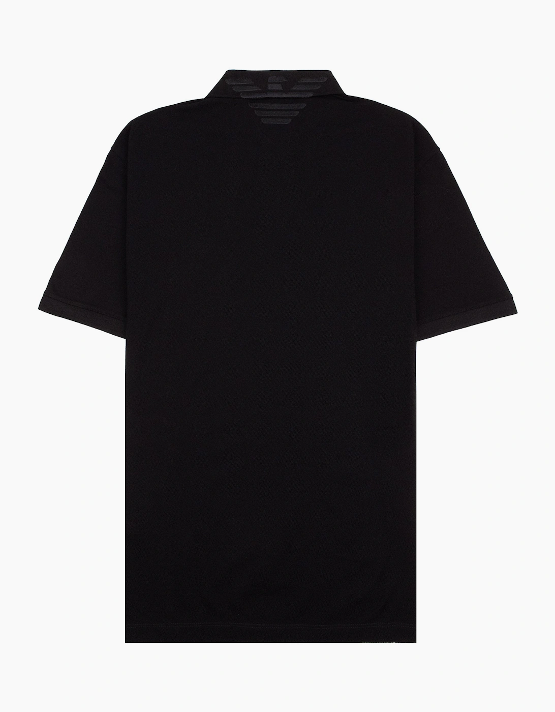 Emporio Armani Mercerised Piqué Polo Shirt with Logo Collar Nero