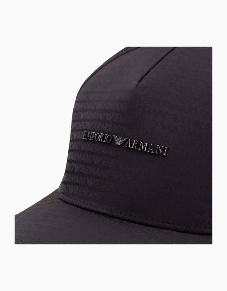 Emporio Armani Jacquard Nylon Baseball Cap With Lettering Black