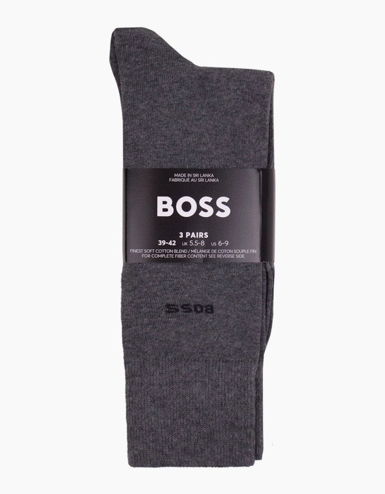 Hugo Boss Cotton Blend 3 Pair Socks Black/Dark Grey