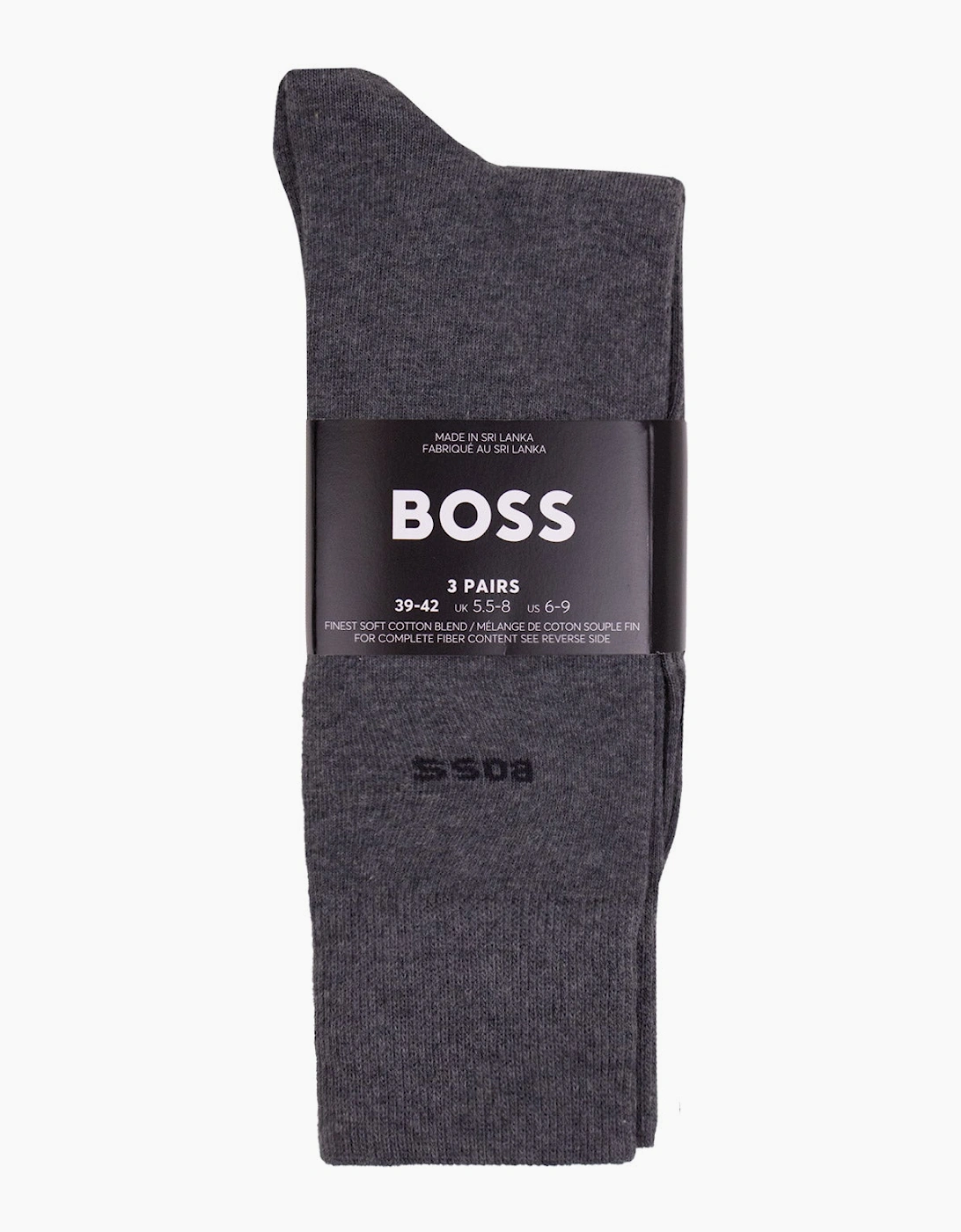 Hugo Boss Cotton Blend 3 Pair Socks Black/Dark Grey