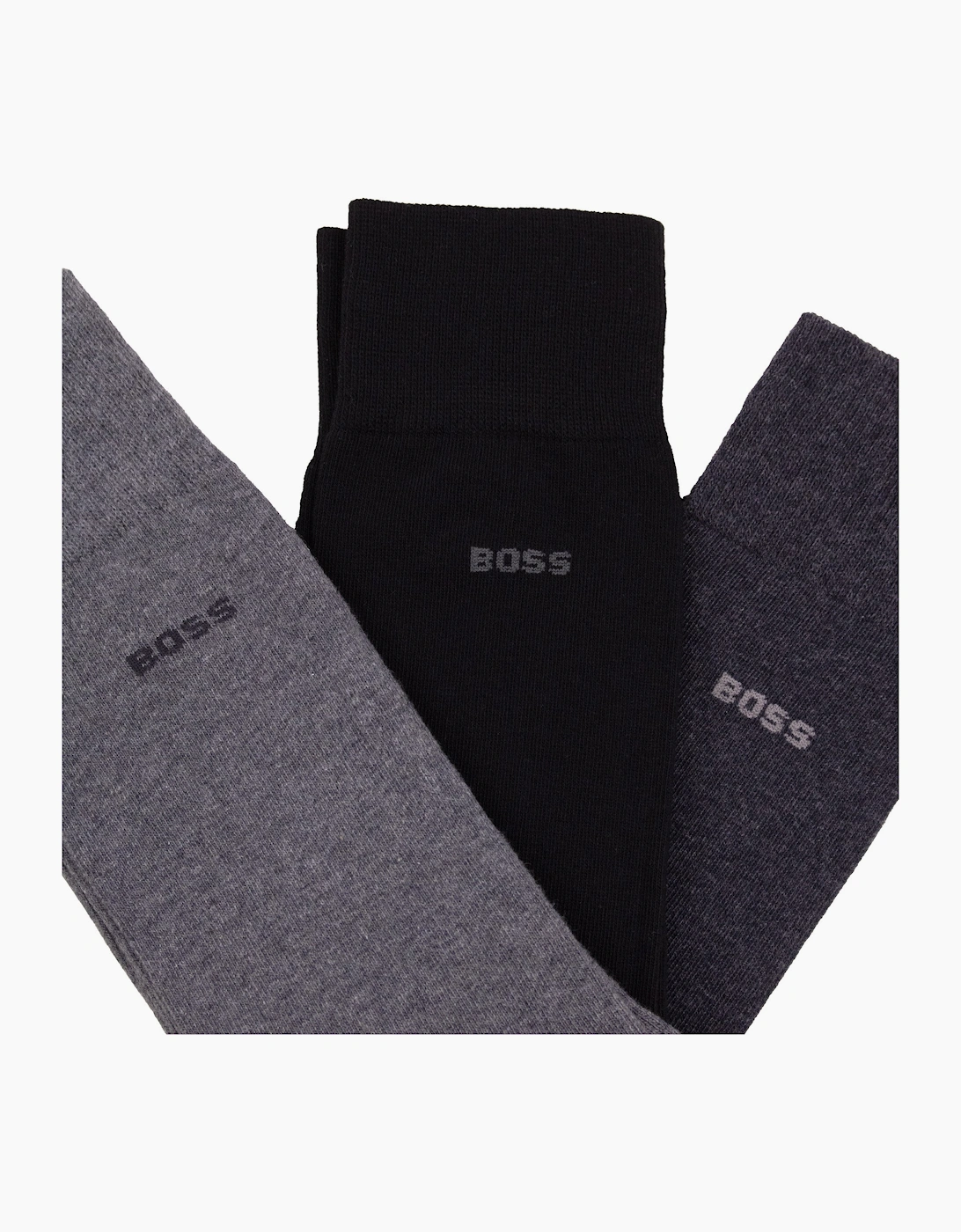 Hugo Boss Cotton Blend 3 Pair Socks Black/Dark Grey