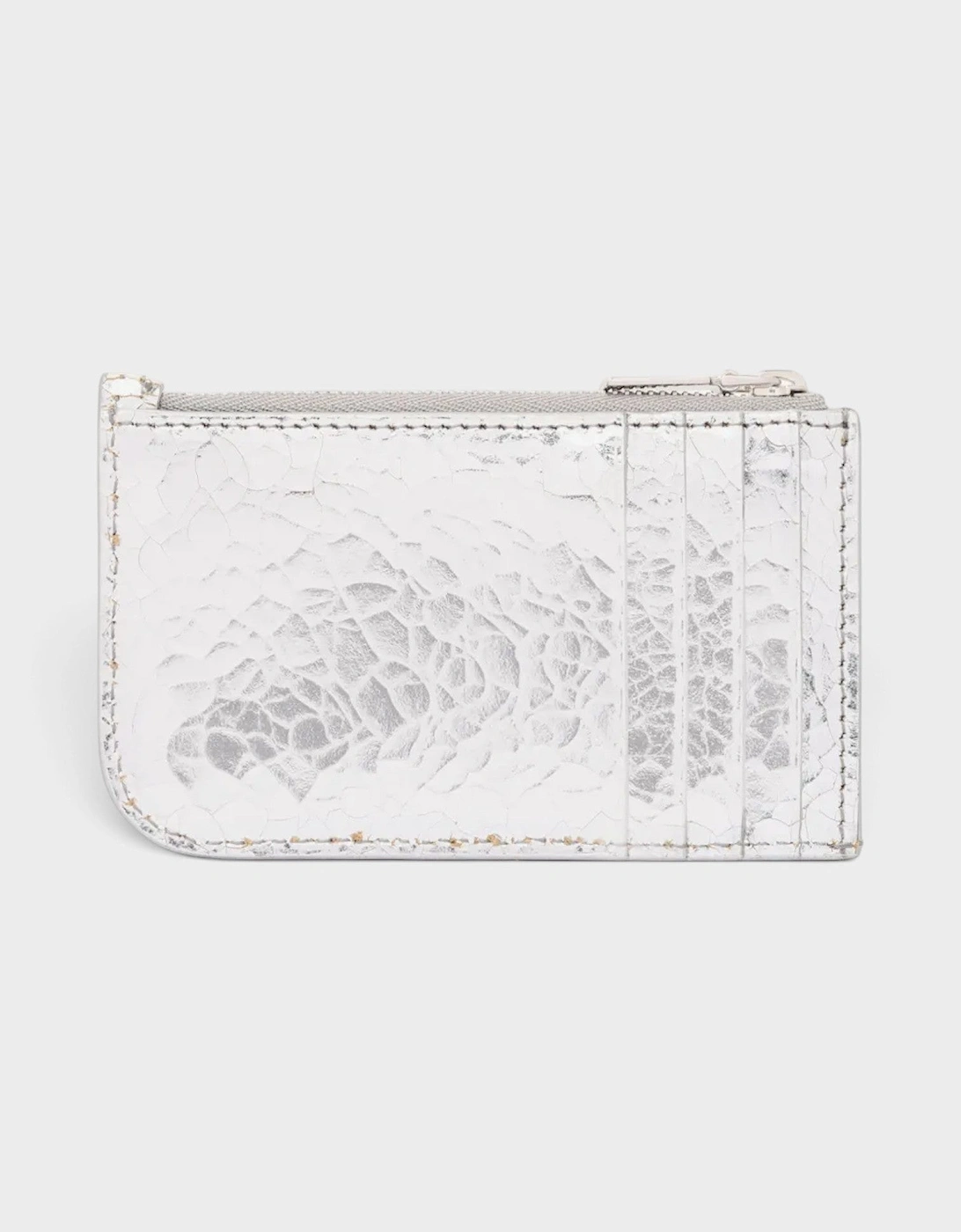 Sling Logo Zip Card Case Crackled Silver