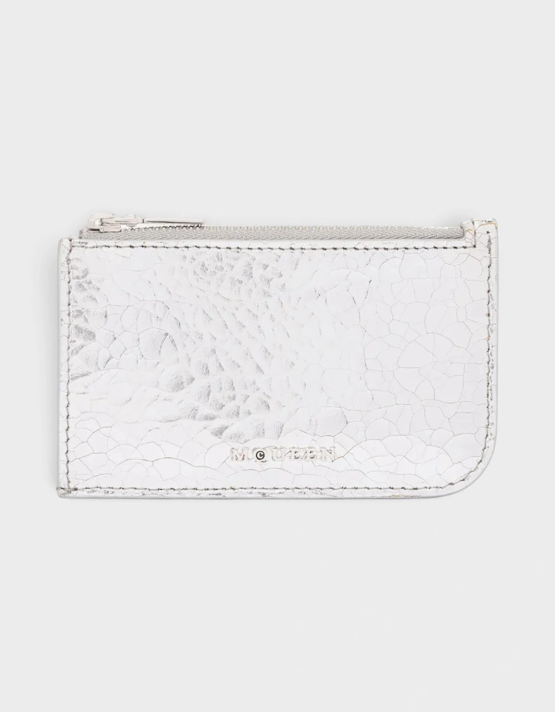 Sling Logo Zip Card Case Crackled Silver