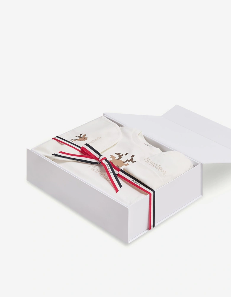 Moncler Enfant Baby Bodysuit Gift Set in White