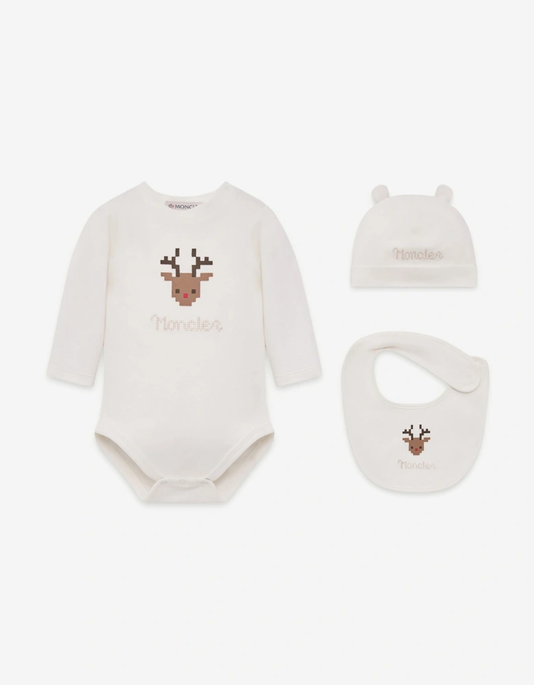 Moncler Enfant Baby Bodysuit Gift Set in White