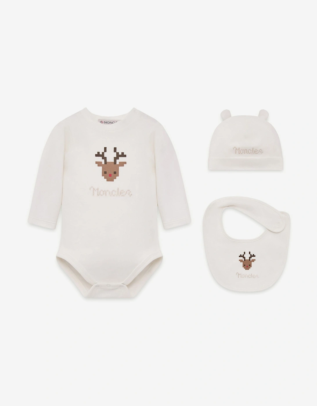 Moncler Enfant Baby Bodysuit Gift Set in White