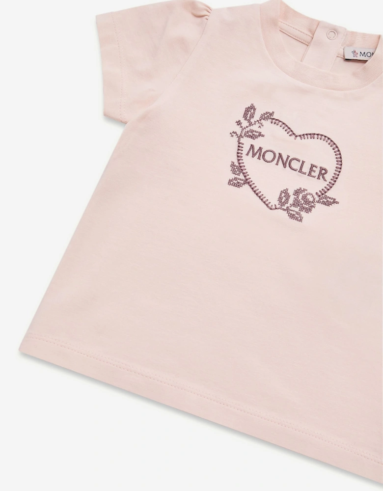 Moncler Enfant Baby Girls Heart Logo T-Shirt in Pink