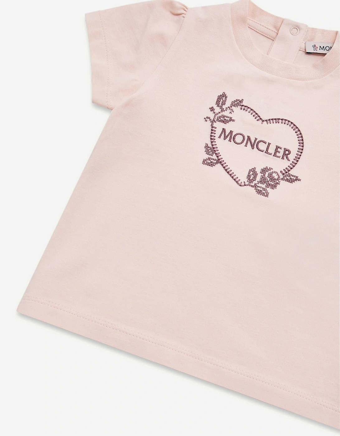 Moncler Enfant Baby Girls Heart Logo T-Shirt in Pink