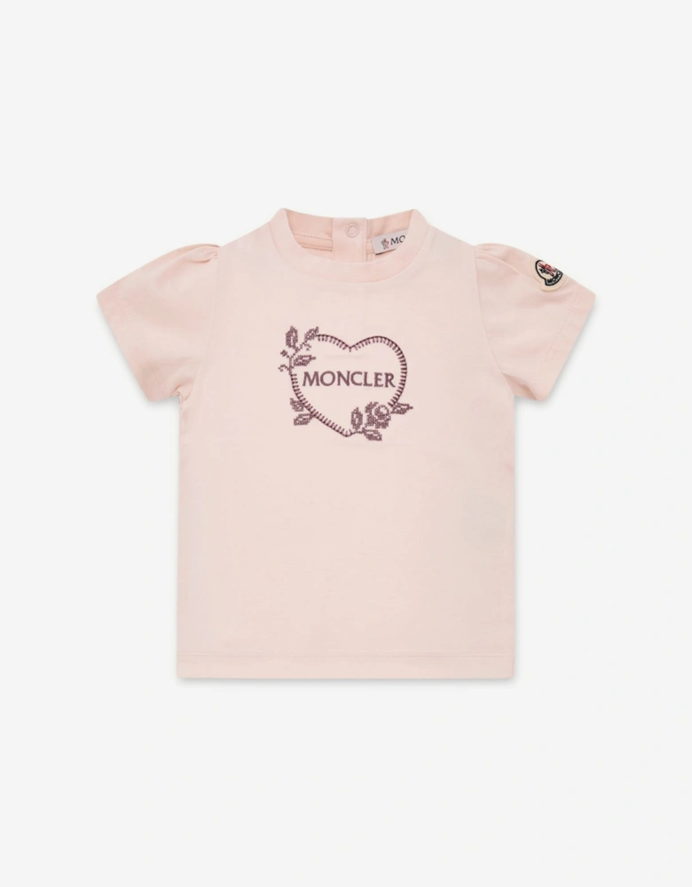 Moncler Enfant Baby Girls Heart Logo T-Shirt in Pink