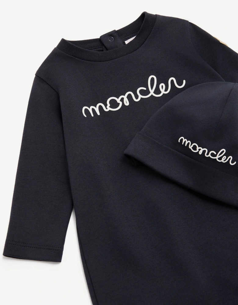 Moncler Enfant Baby Logo Babygrow Gift Set in Navy