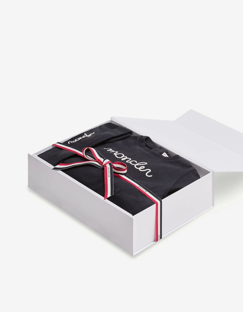 Moncler Enfant Baby Logo Babygrow Gift Set in Navy
