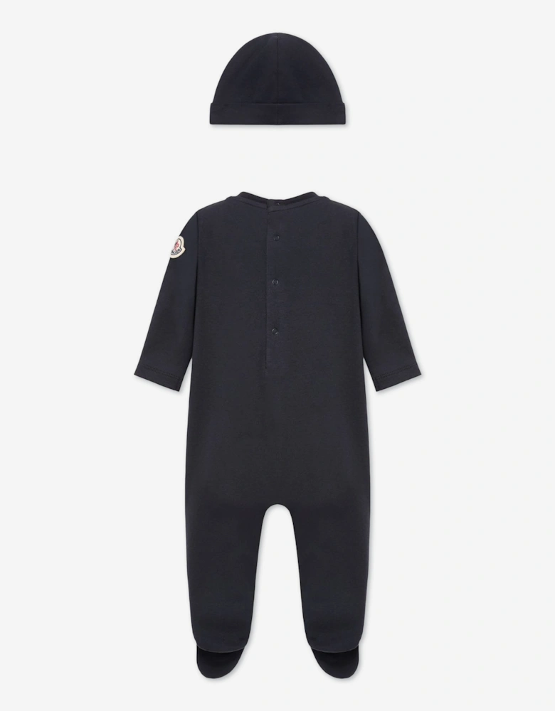 Moncler Enfant Baby Logo Babygrow Gift Set in Navy