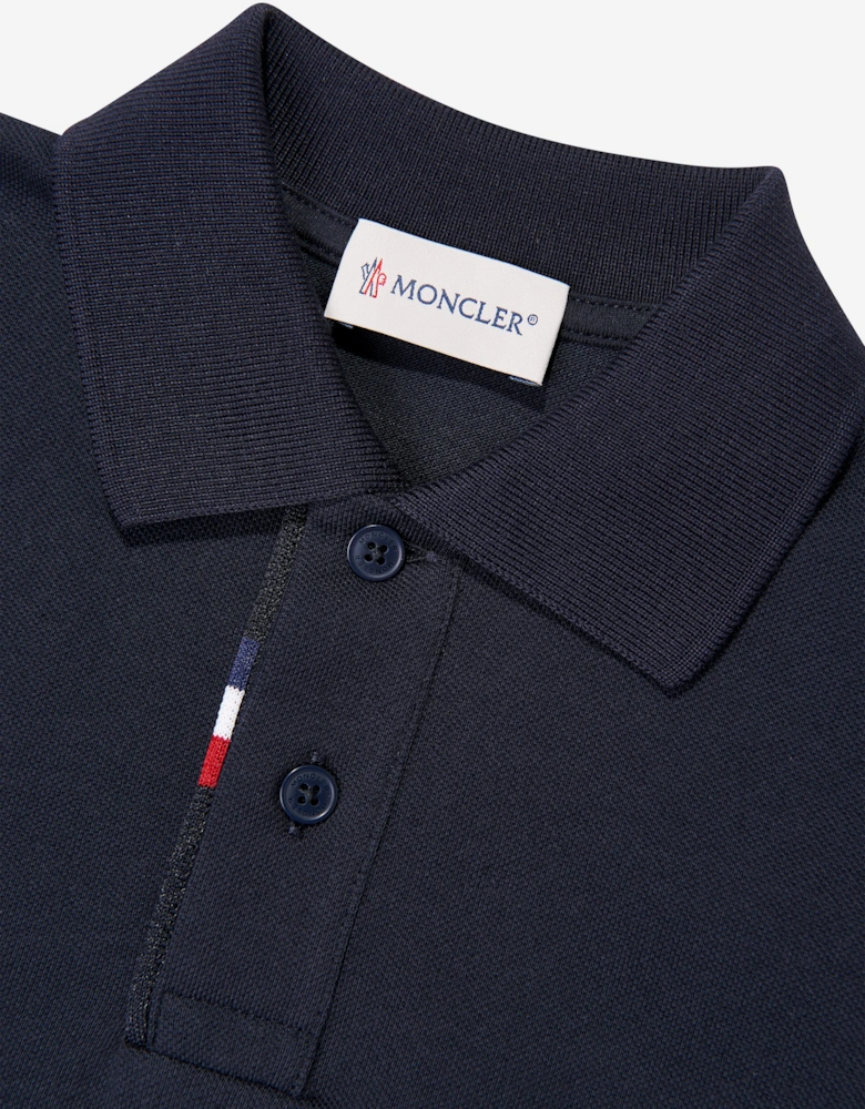 Moncler Enfant Boys Logo Tab Polo Shirt in Navy