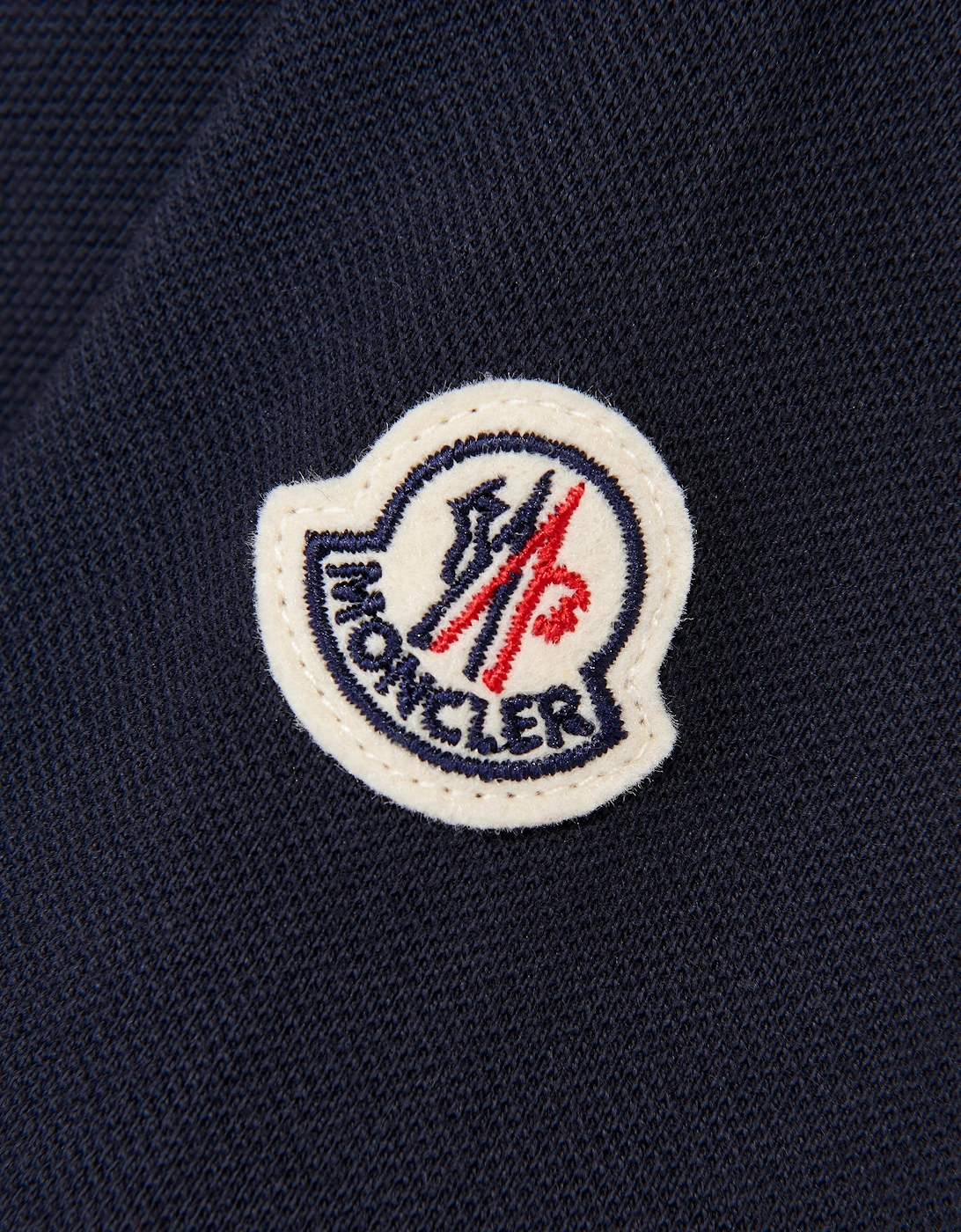 Moncler Enfant Boys Logo Tab Polo Shirt in Navy