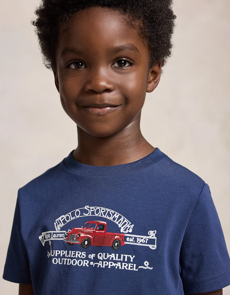 Ralph Lauren Boys Polo Sportsman T-Shirt in Navy