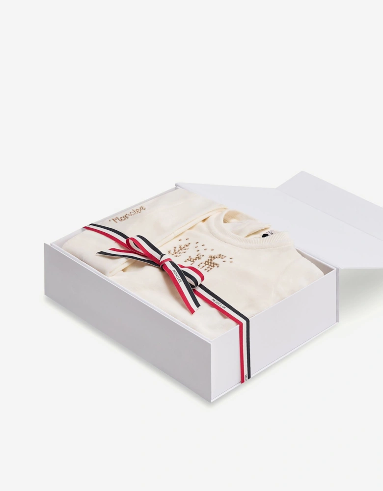 Moncler Enfant Baby Chenille Babygrow Gift Set in Beige