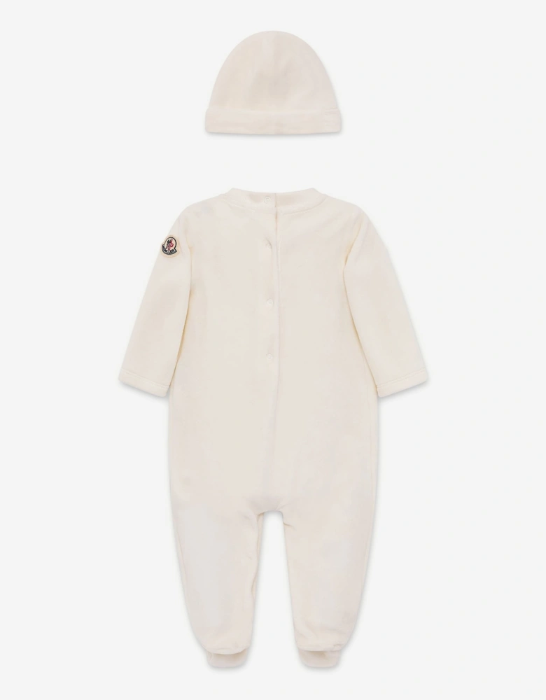 Moncler Enfant Baby Chenille Babygrow Gift Set in Beige