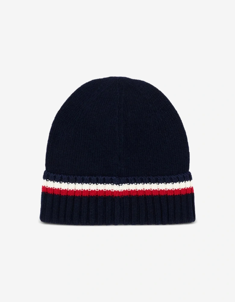 Moncler Enfant Kids Logo Beanie Hat in Navy