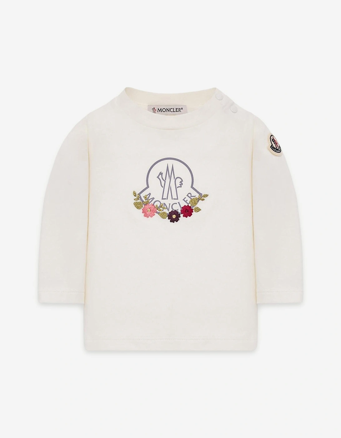 Moncler Enfant Baby Girls Long Sleeve Logo T-Shirt in Ivory
