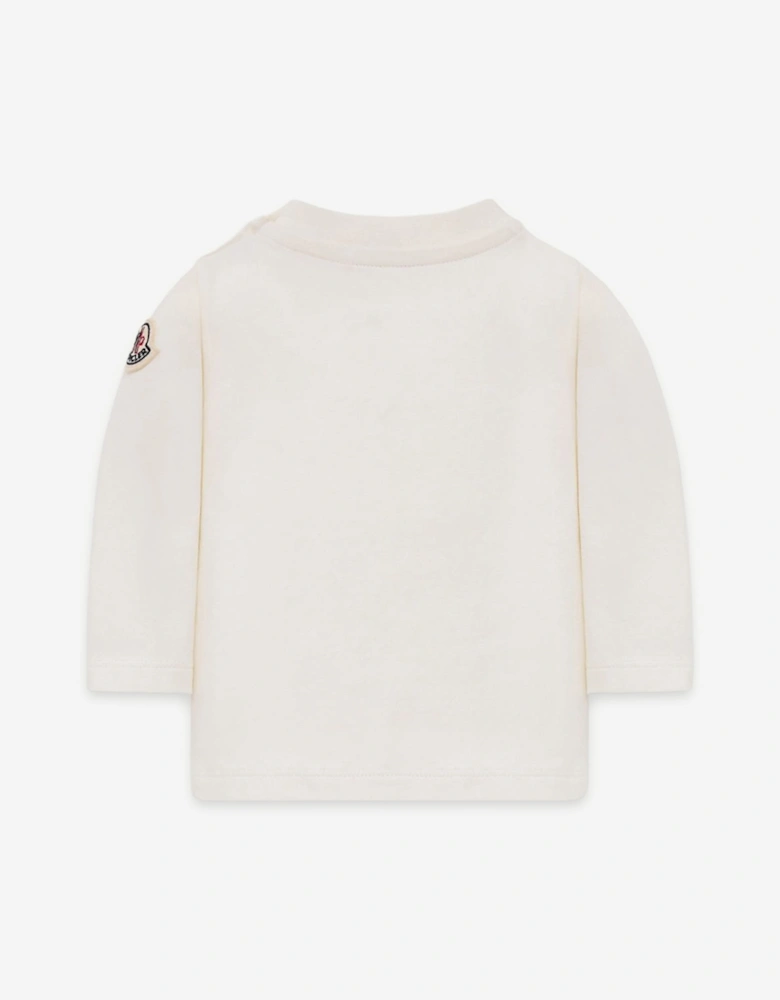 Moncler Enfant Baby Girls Long Sleeve Logo T-Shirt in Ivory