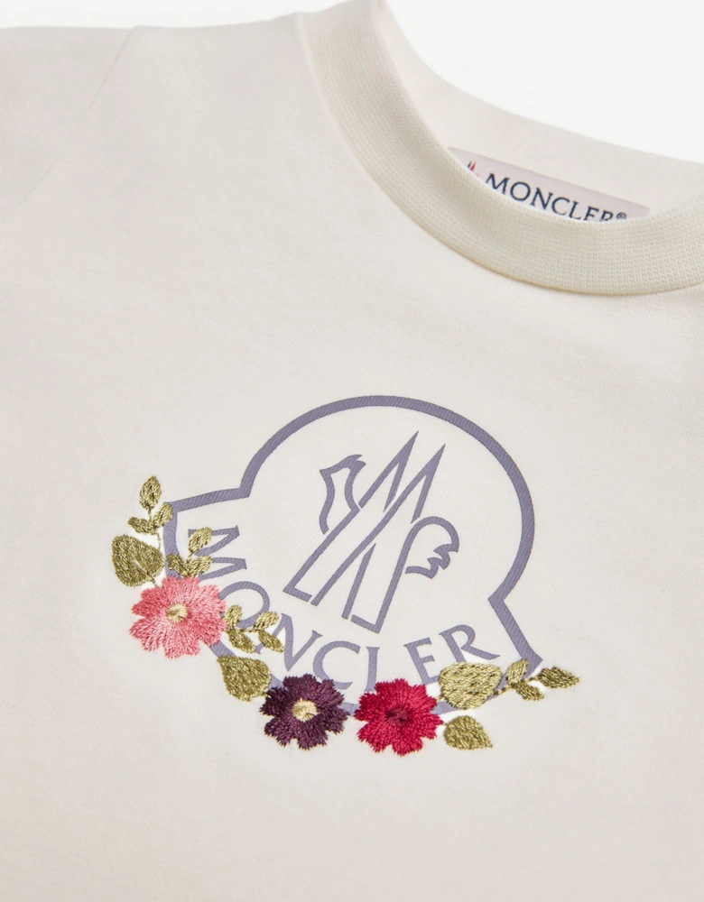 Moncler Enfant Baby Girls Long Sleeve Logo T-Shirt in Ivory