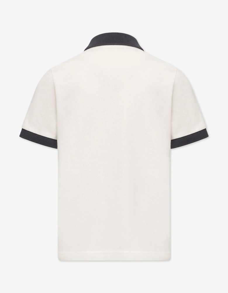 Moncler Enfant Boys Logo Piqué Polo Shirt in White