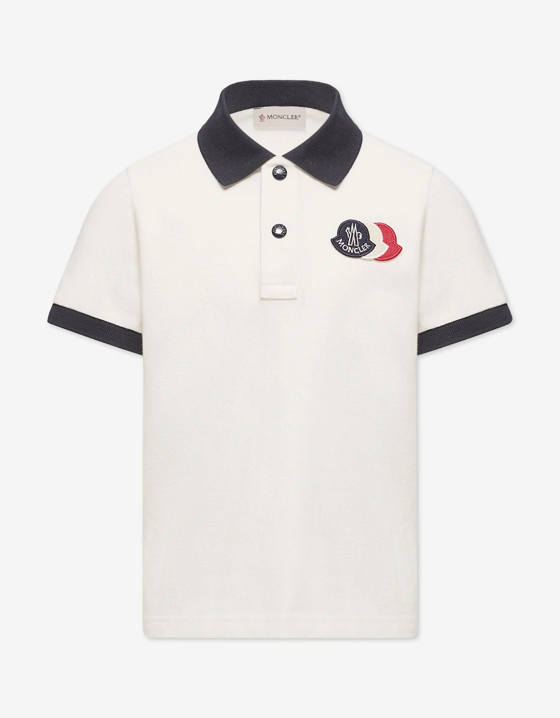 Moncler Boys White  Enfant Logo Piqué Polo Shirt  - Size 10 Years Kids