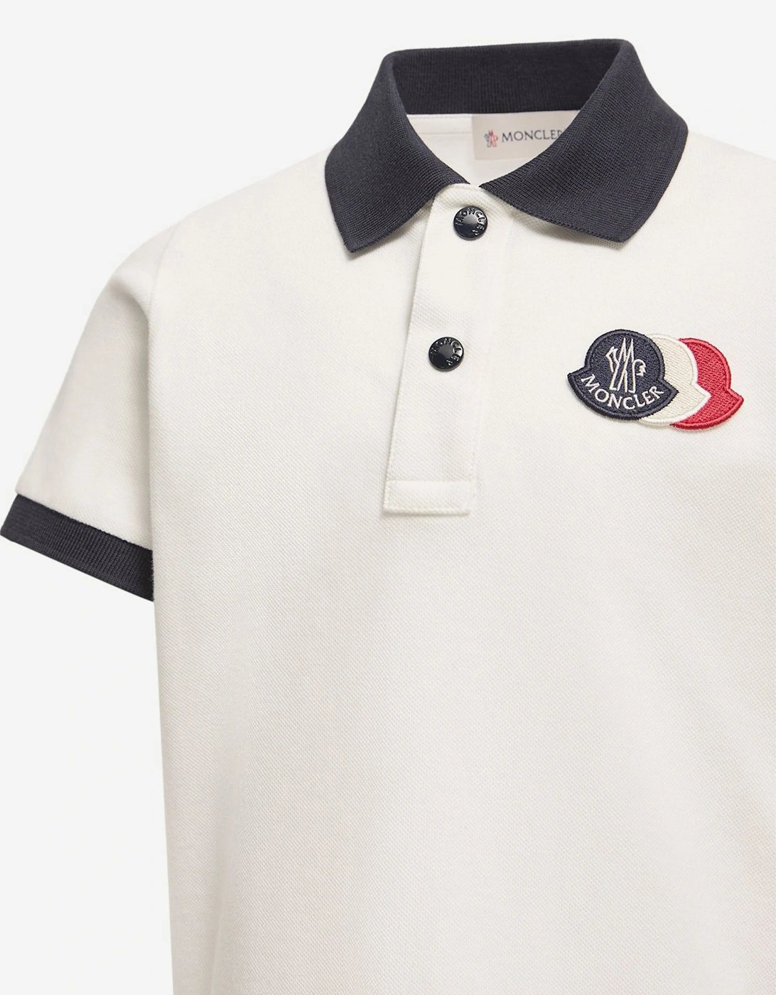 Moncler Enfant Boys Logo Piqué Polo Shirt in White