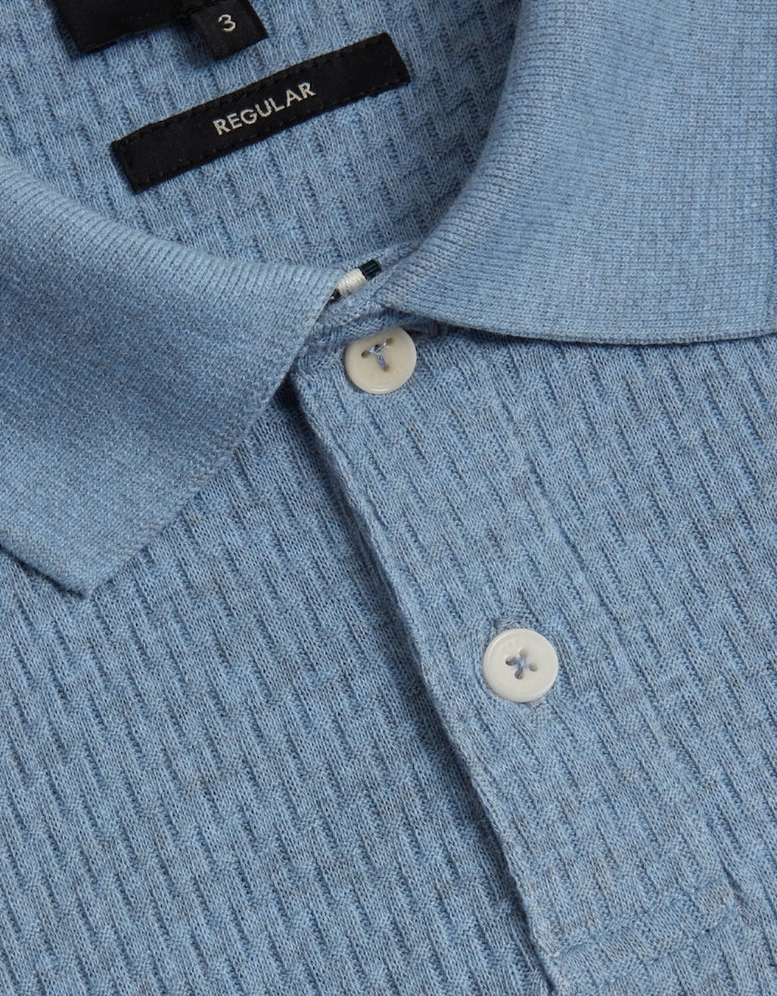 Ted Baker Redman Regular Textured Sky Blue Polo Shirt