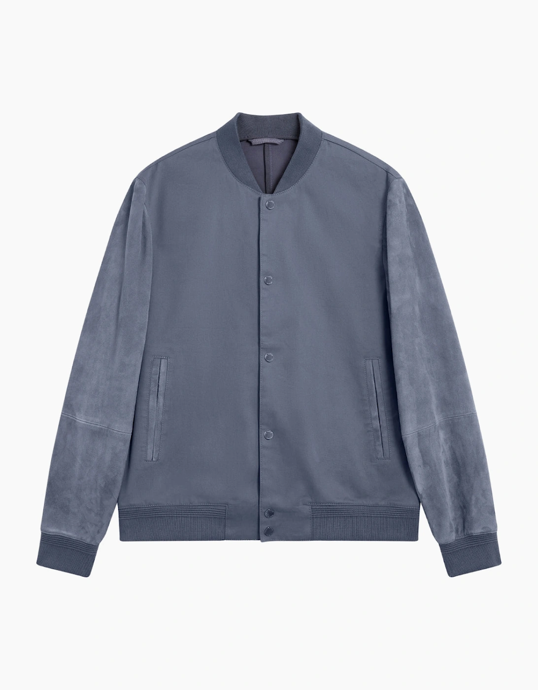 Ted Baker Men's Ted Baker Liams Cotton Twill & Suede Blue Bomber Jacket - Navy